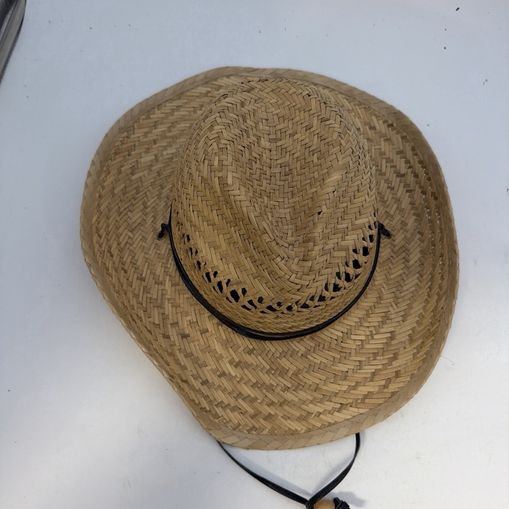 Dorfman Pacific Co Straw Hat with Black Band & Neck Strap